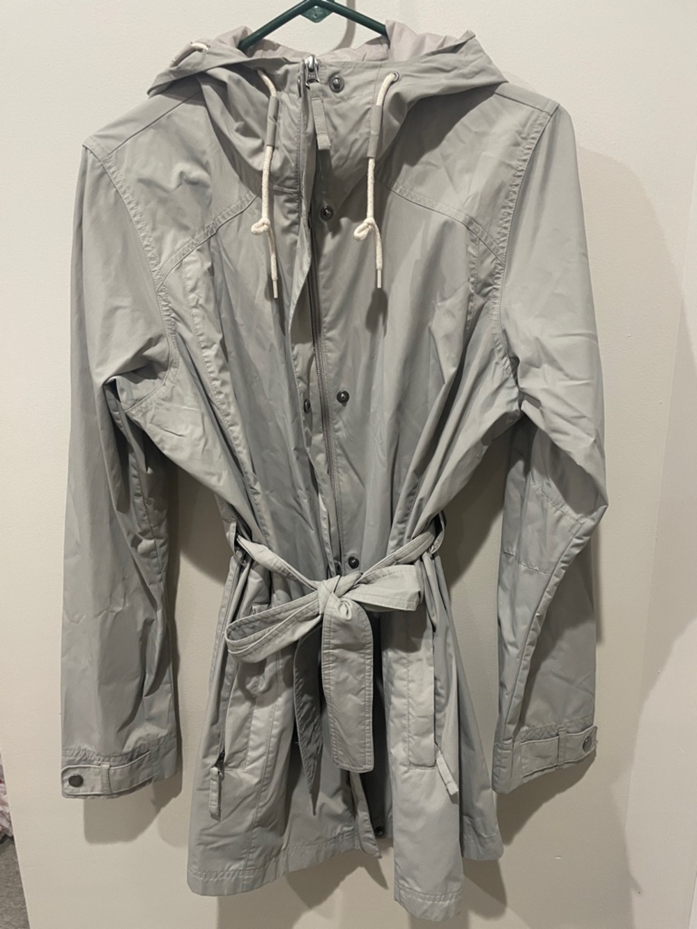 Columbia Light Gray Hooded Trench Coat